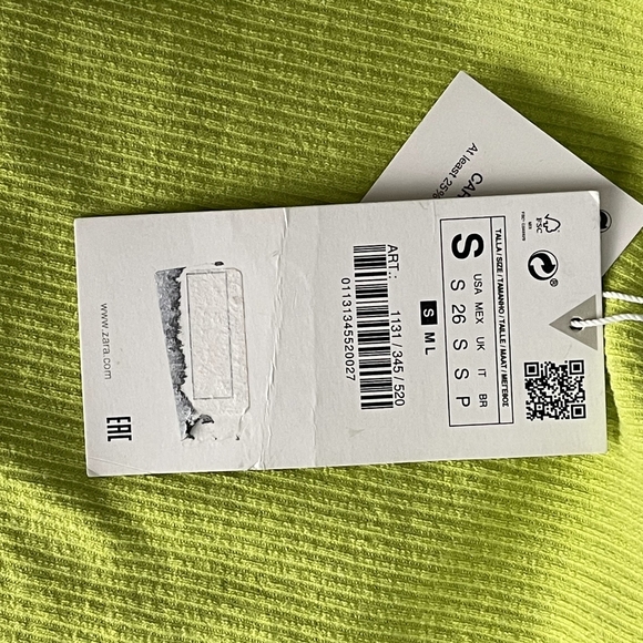 2/$30 NWT ZARA Ribbed Strappy Pinafore Dress Small Apple Green Mini #7346 - Picture 14 of 16